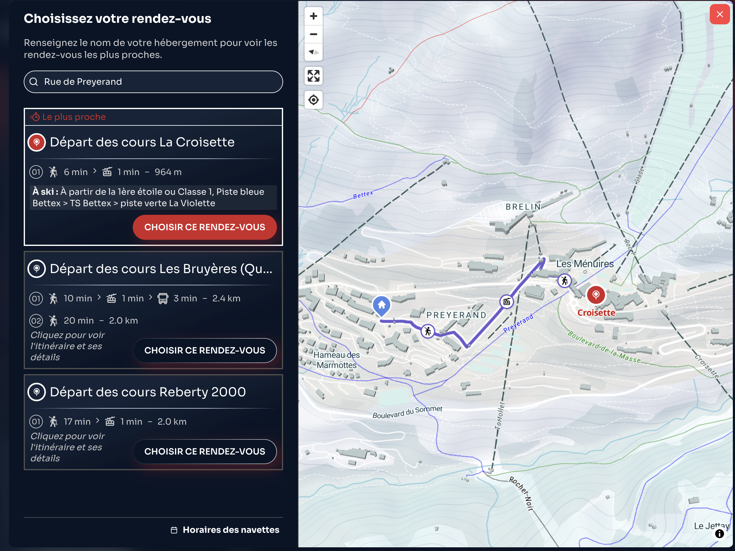 ESF Les Ménuires — Aide à la décision & routing multi-modal