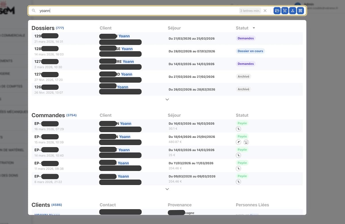 MseM Admin - Omni-Search box