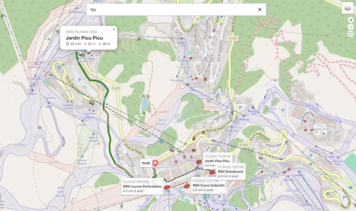 Carte 2D/3D interactives des hébergements touristiques de la Plagne