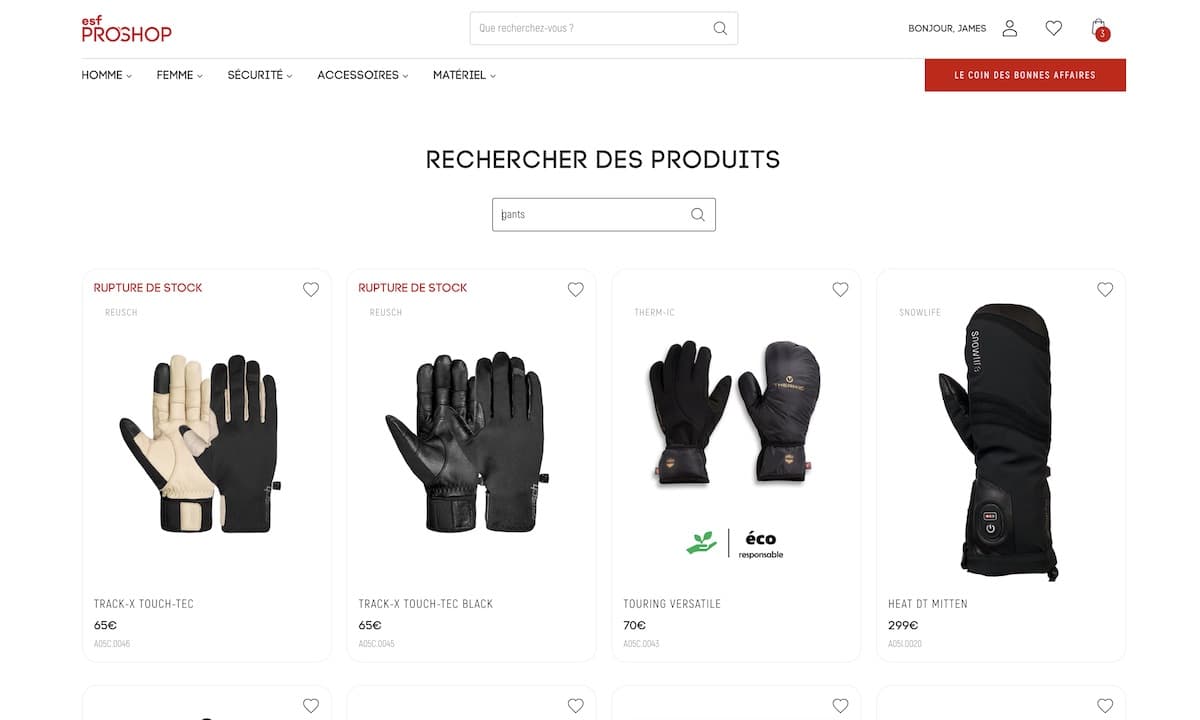 ESF Proshop - Search app for professional shop